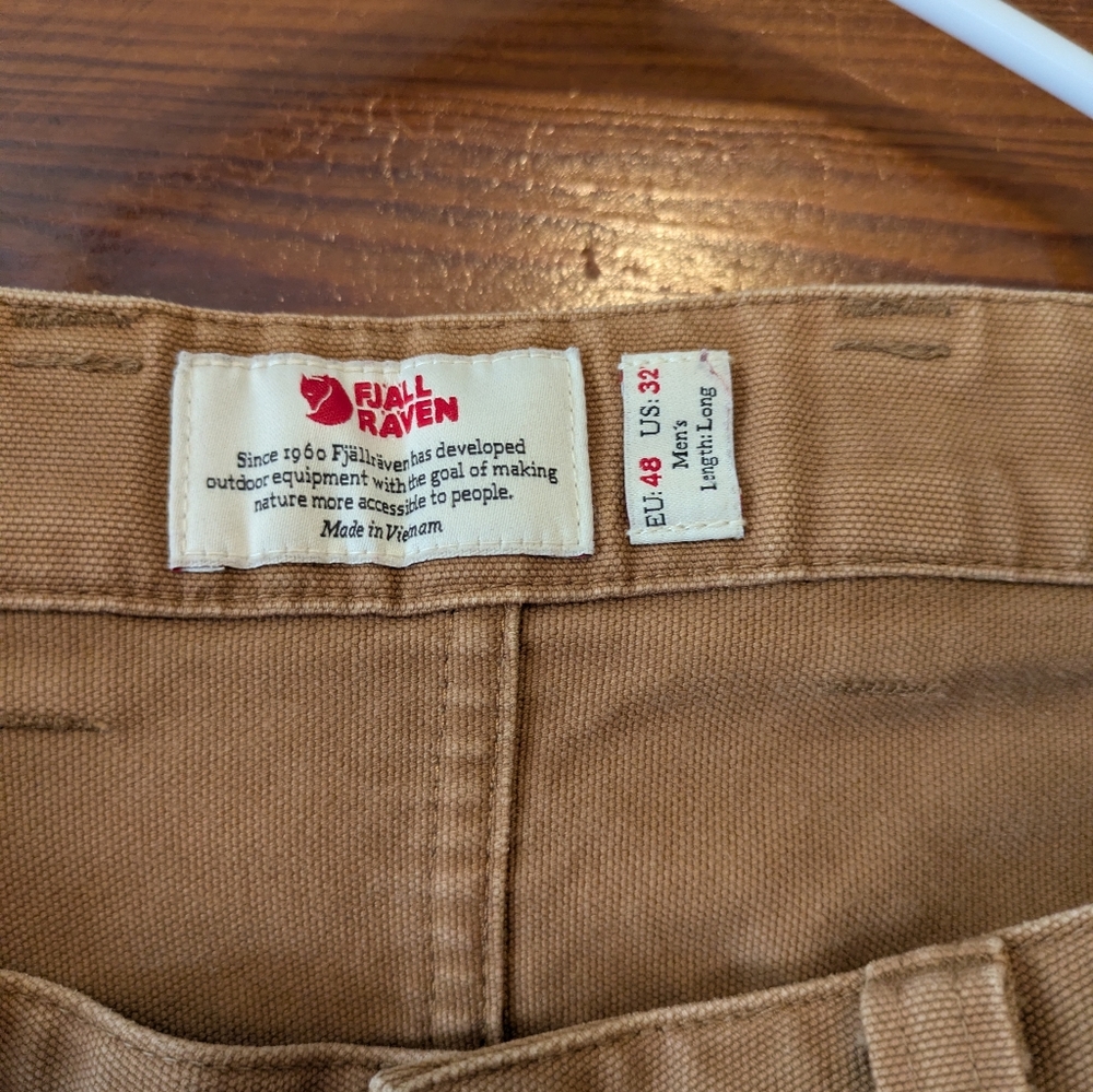 Fjallraven Men's Canvas Greenland Jeans US Size 32 Tan HEMMED - Picture 2 of 9